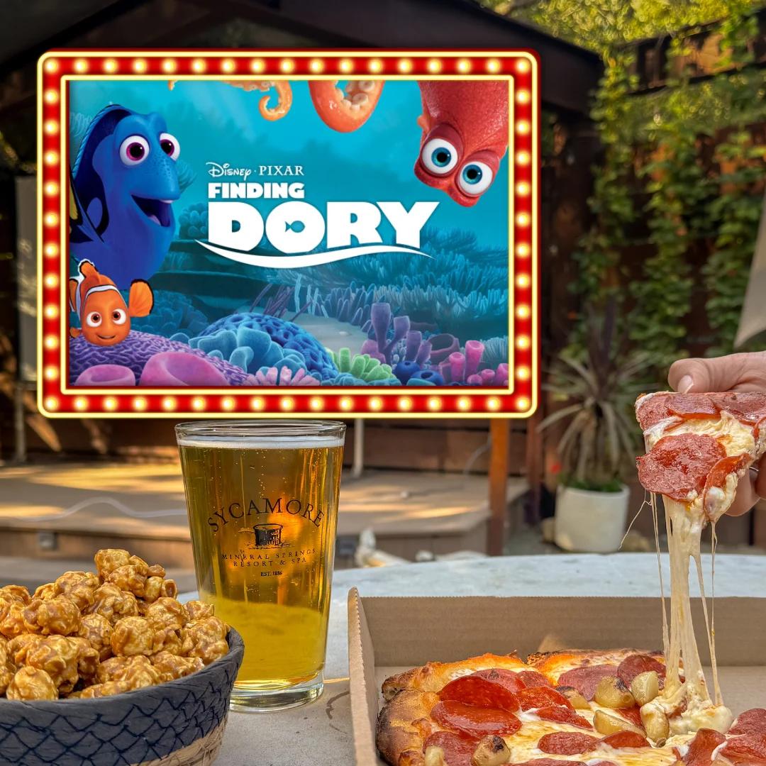 Free movie night at Sycamore Mineral Springs and Resort Secret Garden featuring, Dory