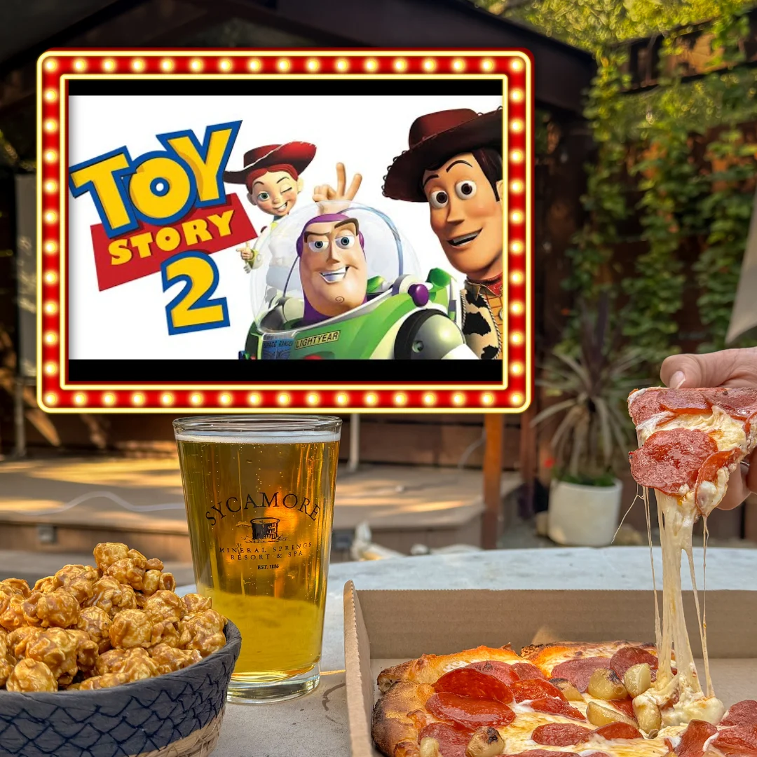 Free movie night at Sycamore Mineral Springs and Resort Secret Garden featuring, Toy Story 2!